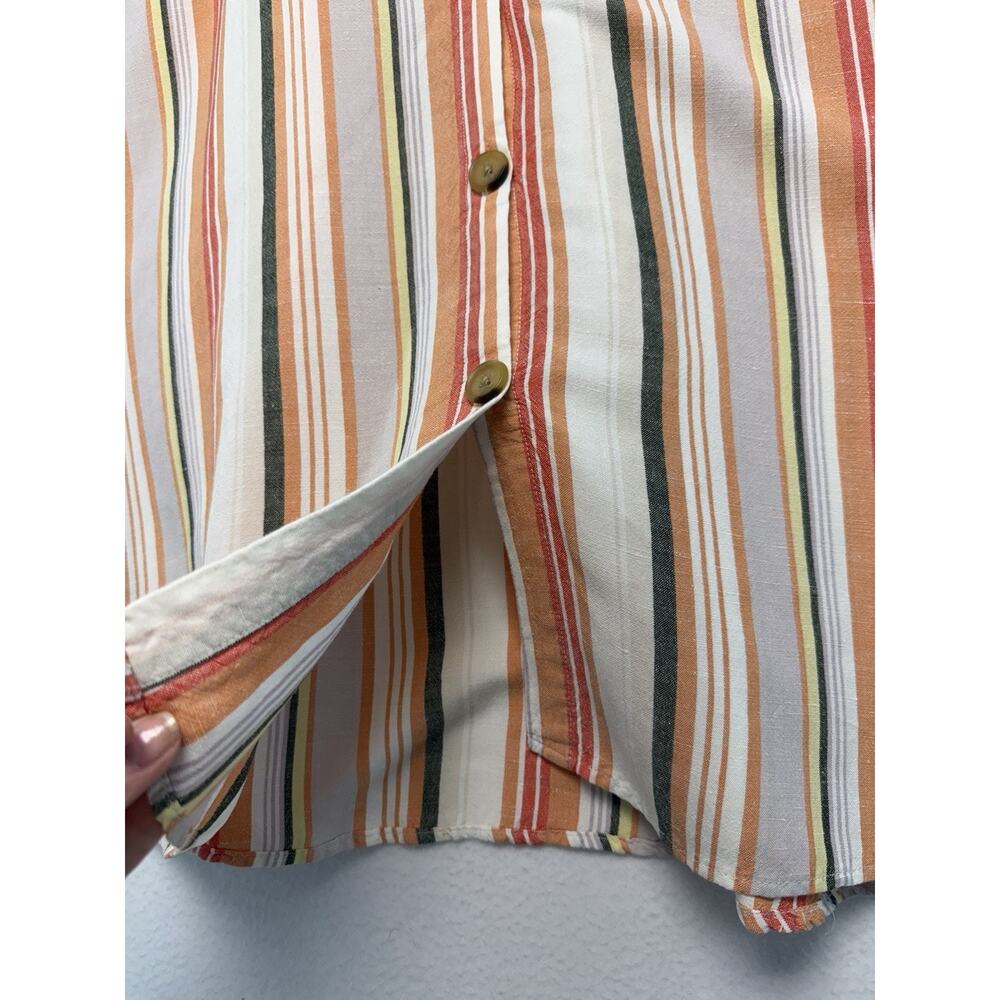 Linen Blend Striped Button-Front Belted Midi/Maxi Skirt Womens M Beach Summer - Picture 2 of 11